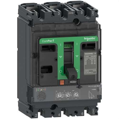 ComPacT NSX250N 50kA AC 3P3R 250A Micrologic 2.2 automata megszakító hivatkozással C25N32D250 a márkától SCHNEIDER ELECTRIC