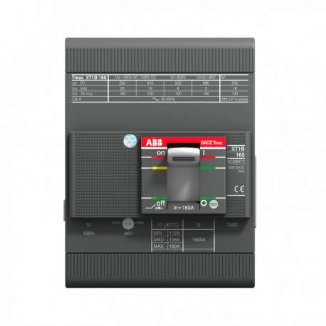 ABB Tmax XT1C 160 TMD 160A 4P fixen automata megszakító, öntött házas hivatkozással 1SDA067410R1 a márkától ABB