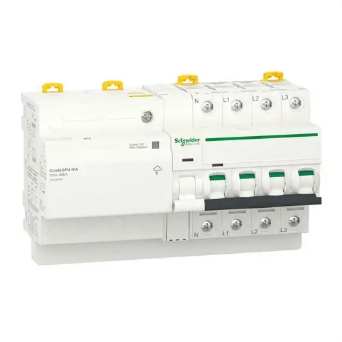 Átmeneti és állandó túlfeszültség-levezető IGA Acti9 Combi SPU 3P+N 40A hivatkozással A9L20740 a márkától SCHNEIDER ELECTRIC