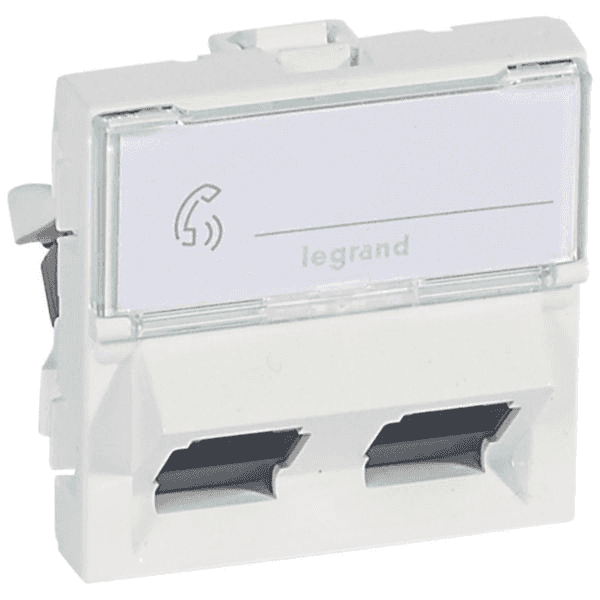 Legrand Mosaic dupla RJ45 aljzat Cat 6 UTP 45° 2 modul fehér hivatkozással 076504 a márkától LEGRAND