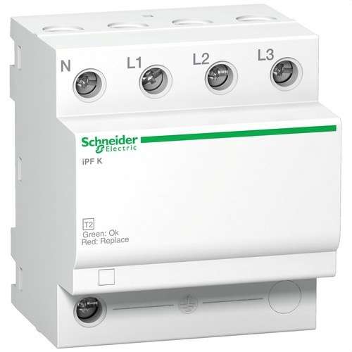 2-es típusú átmeneti túlfeszültség-levezető Acti9 iPFK65 65KA 340V 3P+N hivatkozással A9L15586 a márkától SCHNEIDER ELECTRIC