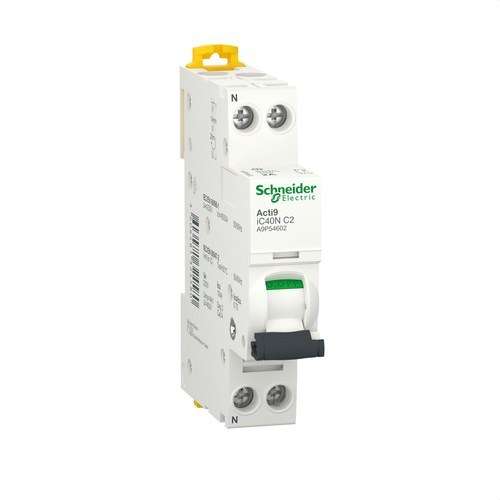 IC40N mágneses-mechanikus kismegszakító 1P+N 2A C karakterisztika 10kA hivatkozással A9P54602 a márkától SCHNEIDER ELECTRIC