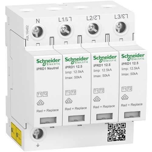 Túlfeszültség-levezető, 1+2 típus, Acti9 iPRD1, 3P+N, 12,5kA, 350V hivatkozással A9L16482 a márkától SCHNEIDER ELECTRIC