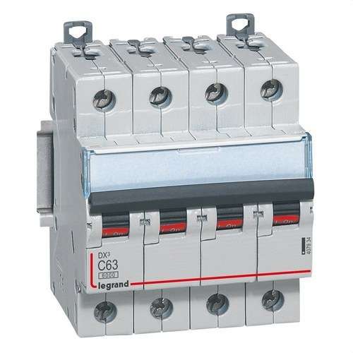 DX3 4P 63A C görbe 6/10kA mágneses-mechanikus kismegszakító hivatkozással 407934 a márkától LEGRAND