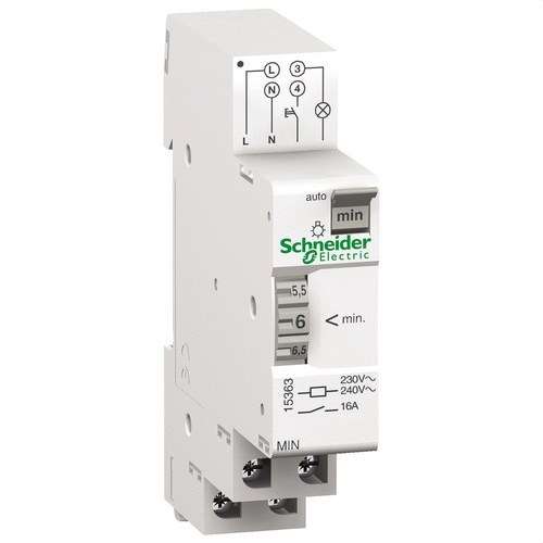 Acti9 MIN automata időzítő kapcsoló, 1 modul, 1 csatorna, 1-7 perc hivatkozással 15363 a márkától SCHNEIDER ELECTRIC