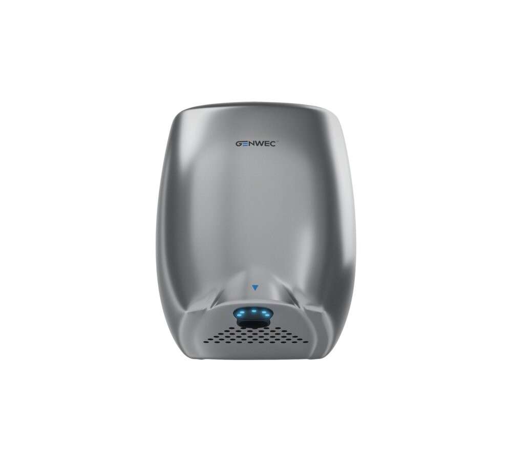 Elektronikus érzékelős kézszárító E-flow ezüst alumínium 220-240V hivatkozással GW01 12 02 04 a márkától GENWEC