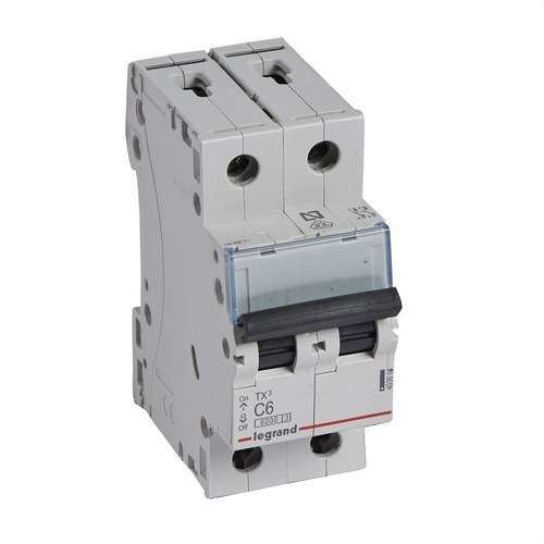 TX3 2P 6A C karakterisztikájú mágneses-mechanikus megszakító, 6kA hivatkozással 403604 a márkától LEGRAND