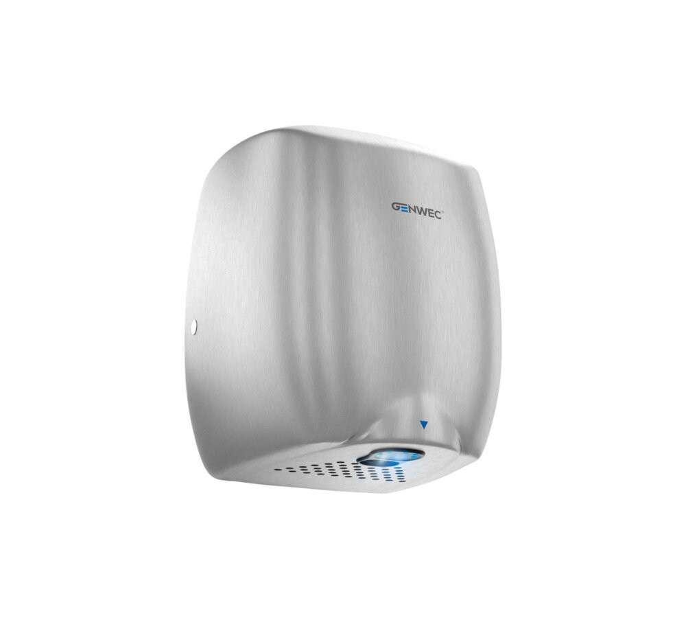 Elektronikus érzékelős kézszárító E-flow szálcsiszolt alumíniumból 220-240V hivatkozással GW01 12 02 01 a márkától GENWEC