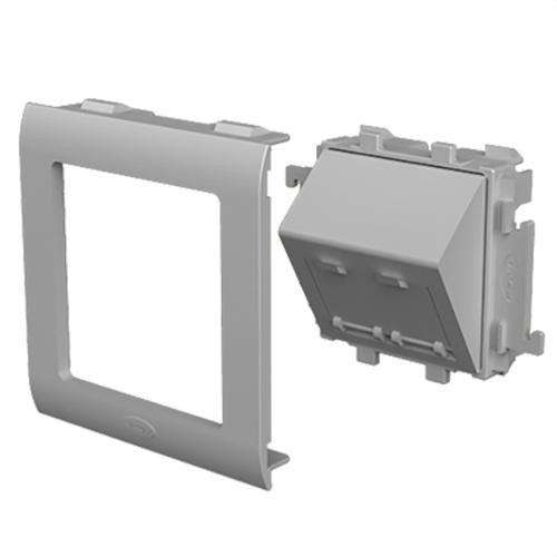 Dőlt lemez 2 RJ45 aljzattal, alumínium színű, 80 mm, U24X hivatkozással 93754-03 a márkától UNEX