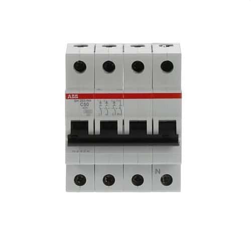 SH203-C50NA mágneses-mechanikus kismegszakító 3P+N 50A C karakterisztika 6kA hivatkozással 2CDS213103R0504 a márkától ABB