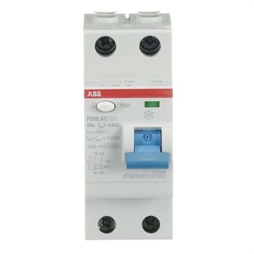 2P 25A AC osztályú FI-relé 30mA hivatkozással 2CSF202001R1250 a márkától ABB