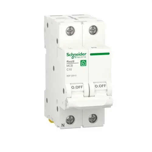 RESI9 mágneses-mechanikus kismegszakító 1P+N 10A C karakterisztika 230V C görbe 6kA hivatkozással R9F12610 a márkától SCHNEIDER ELECTRIC