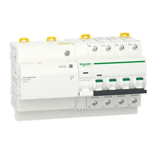 Átmeneti és állandó túlfeszültség-levezető IGA Acti9 Combi SPU 3P+N 63A hivatkozással A9L20763 a márkától SCHNEIDER ELECTRIC