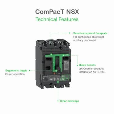 ComPacT NSX250F 36kA AC 4P3R 250A TMD automata megszakító hivatkozással C25F6TM250 a márkától SCHNEIDER ELECTRIC