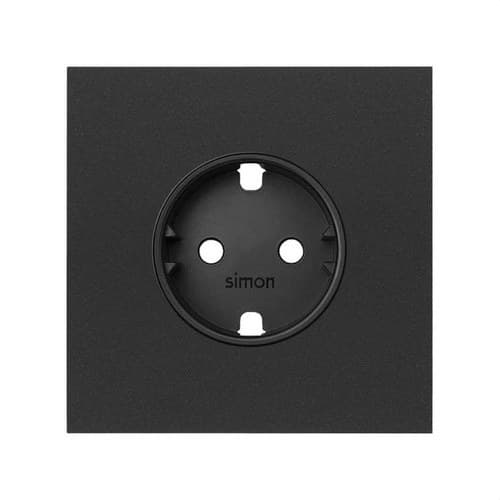 Front kit for 1 element with 1 matte black Schuko socket base Simon 100 with reference 10020105-238 from the brand SIMON