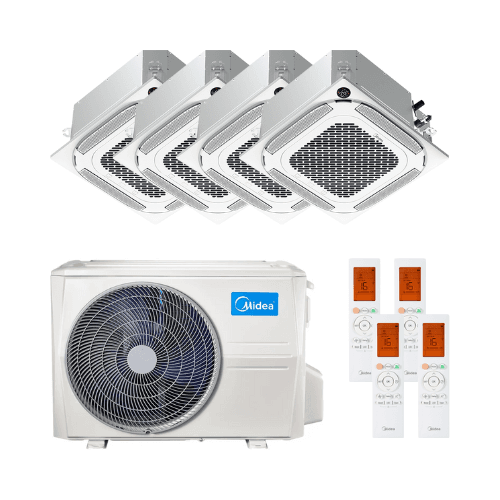 Midea Breezeless 360º 4 az 1-ben kazettás légkondicionáló, 2,5 kW, 9000 BTU hivatkozással MCA4U-09NX(4)M4O-28N8 a márkától MIDEA