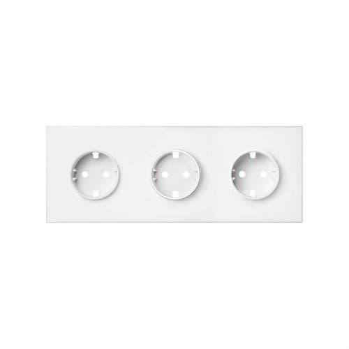 Front kit for 3 elements with 3 glossy black Schuko socket bases Simon 100 with reference 10020302-230 from the brand SIMON