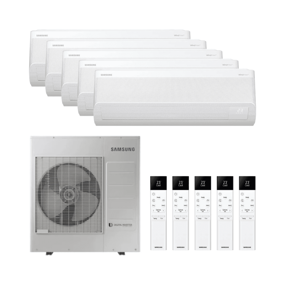 Air Conditioner 5x1 with WiFi Samsung WindFree Comfort S2 2.5 kW (4) + 3.5 kW with reference KITSAMWFCS209(04)+12 from the brand SAMSUNG