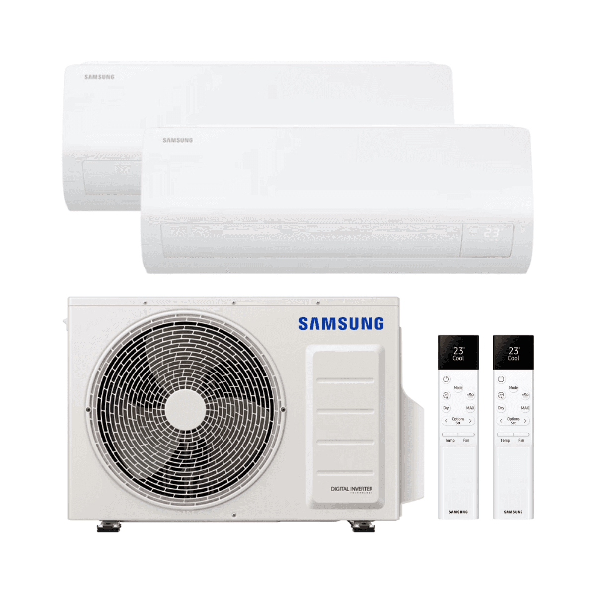 Samsung Cebú S2 2x1 légkondicionáló wifi-vel, 2,5 kW + 5,0 kW hivatkozással KITSAMCEBU09+18 a márkától SAMSUNG