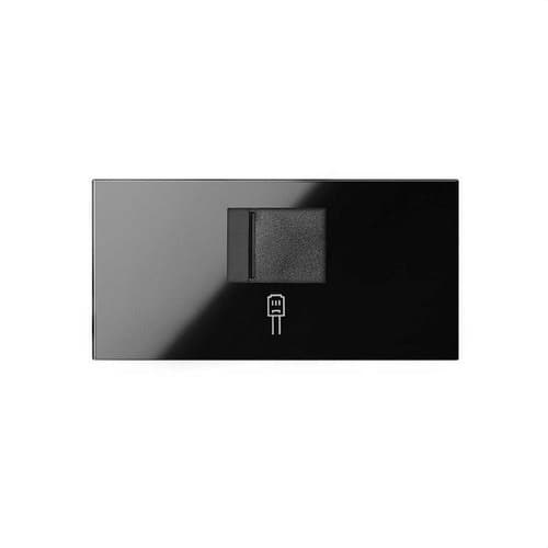 Voice and data cover with guard frame for 1 RJ45 connector glossy black Simon 100 with reference 10000005-138 from the brand SIMON