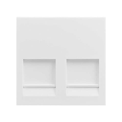 Flat voice and data plate with dust cover for 2 RJ45 connectors with Keystone I and II clipping white Simon 400 with reference 40000089-030 from the brand SIMON