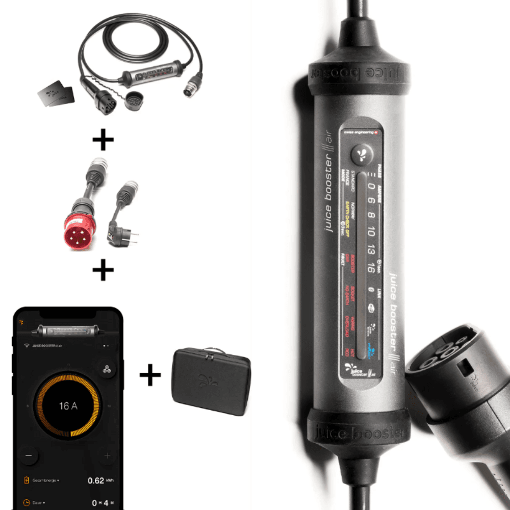 Juice Booster 3 air Basic Set hordozható elektromos autó töltő hivatkozással EL-JB3AE2 a márkától JUICE