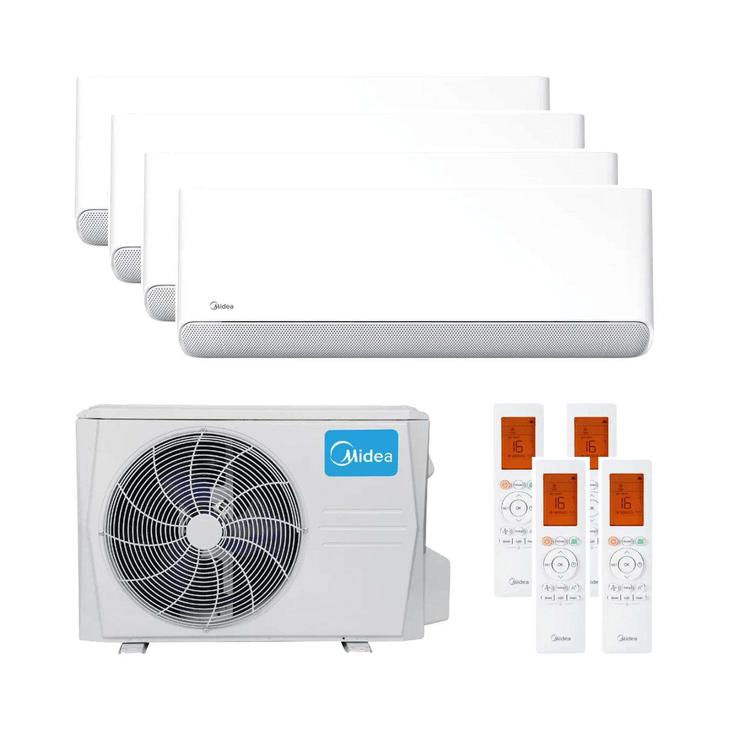 4 az 1-ben légkondicionáló wifi-vel Midea Breezeless E 3,5 kW 12000 BTU hivatkozással BREEZELESS12+12+12+12 a márkától MIDEA