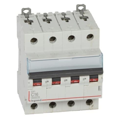 DX3 4P 16A Circuit Breaker Curve C 6/10kA with reference 407928 from the brand LEGRAND