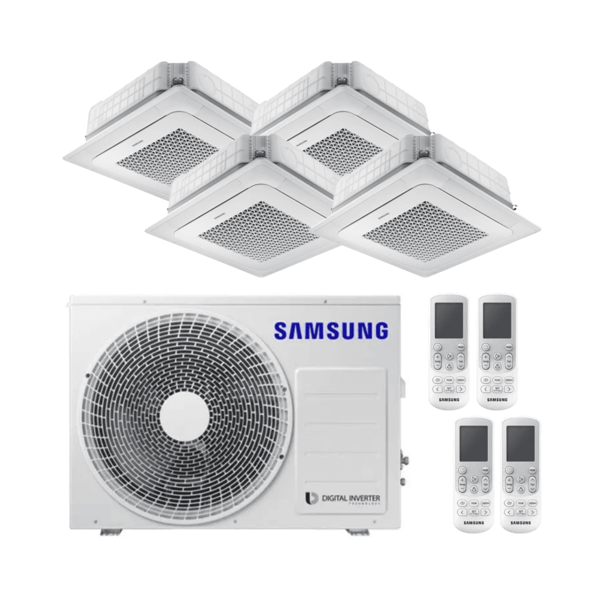 Samsung Mini WindFree 3,5 kW 12000 BTU 4 utas kazettás légkondicionáló 4 az 1-ben hivatkozással F-CSTMINI35R4 a márkától SAMSUNG