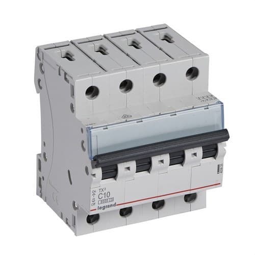TX3 4P 10A Circuit Breaker Curve C Curve C 6kA with reference 403625 from the brand LEGRAND
