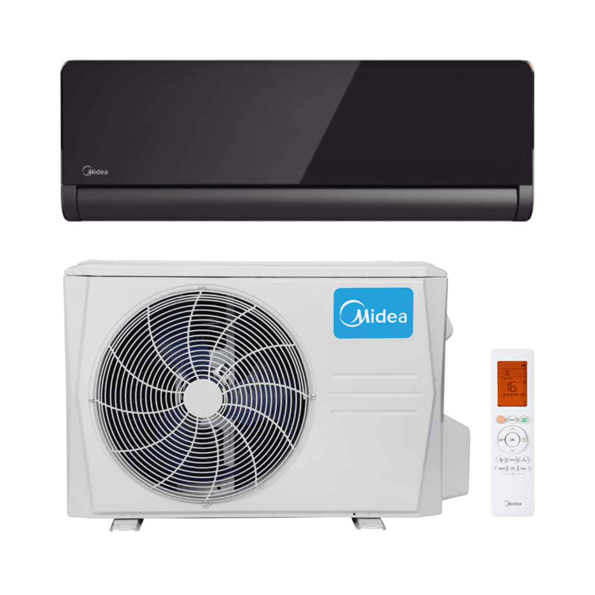 Midea Pure Glass fekete légkondicionáló 3,5 kW 12000 BTU hivatkozással 35(12)N8I-1 a márkától MIDEA