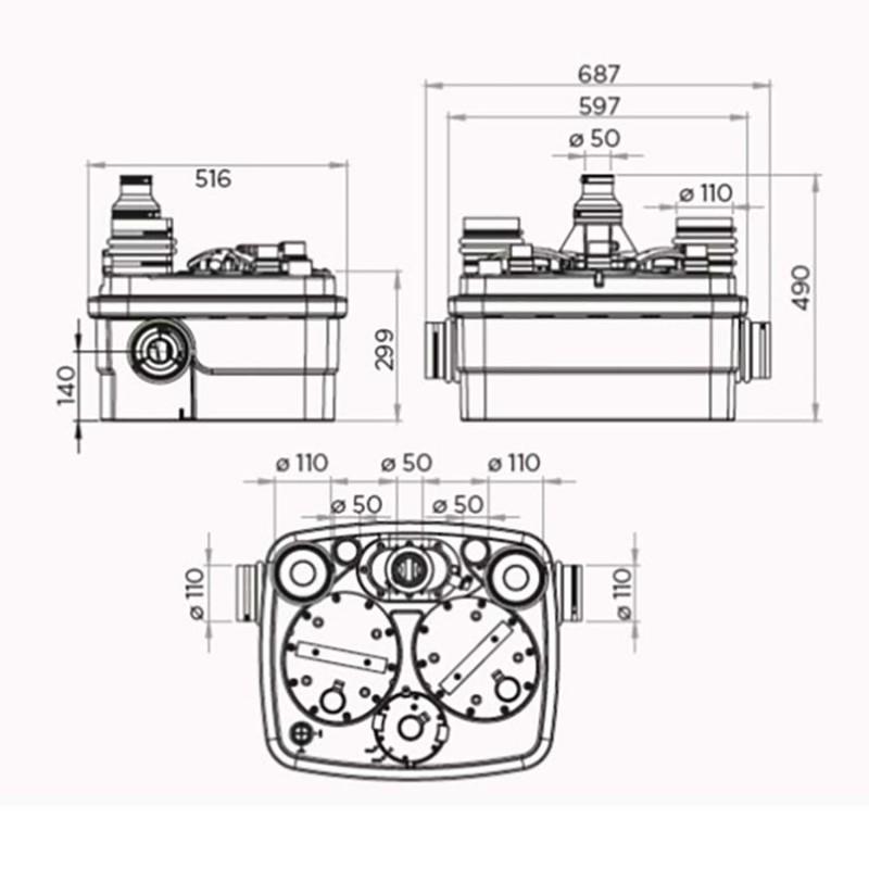 SFA SANICUBIC 2 Classic általános szivattyúállomás hivatkozással 040000002 a márkától SFA SANITRIT